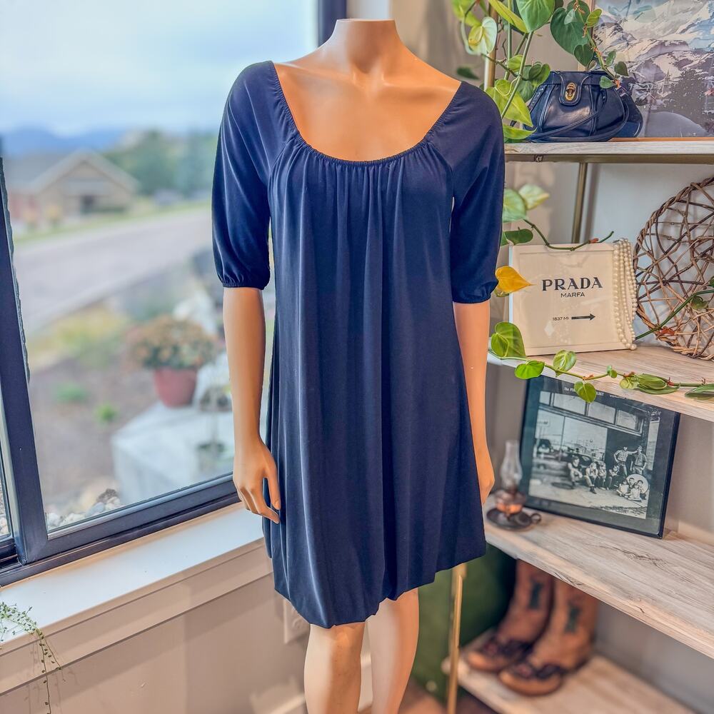 Vintage White House Black Market Black Bubble Hem Scoop Neck Dress-Women's Small - Picture 1 of 9